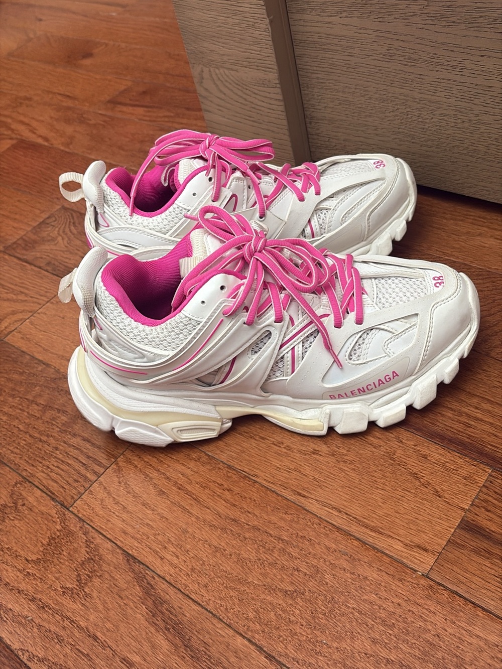 Balenciaga White Sneakers with Pink Accents